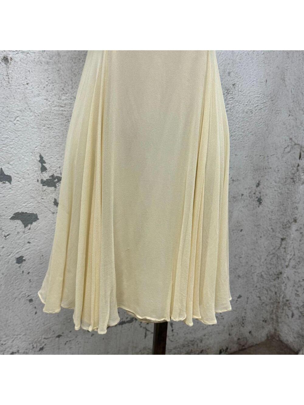 Vintage Marciano Studded Silk Chiffon Babydoll Mini Dress Cream - Picture 3 of 8